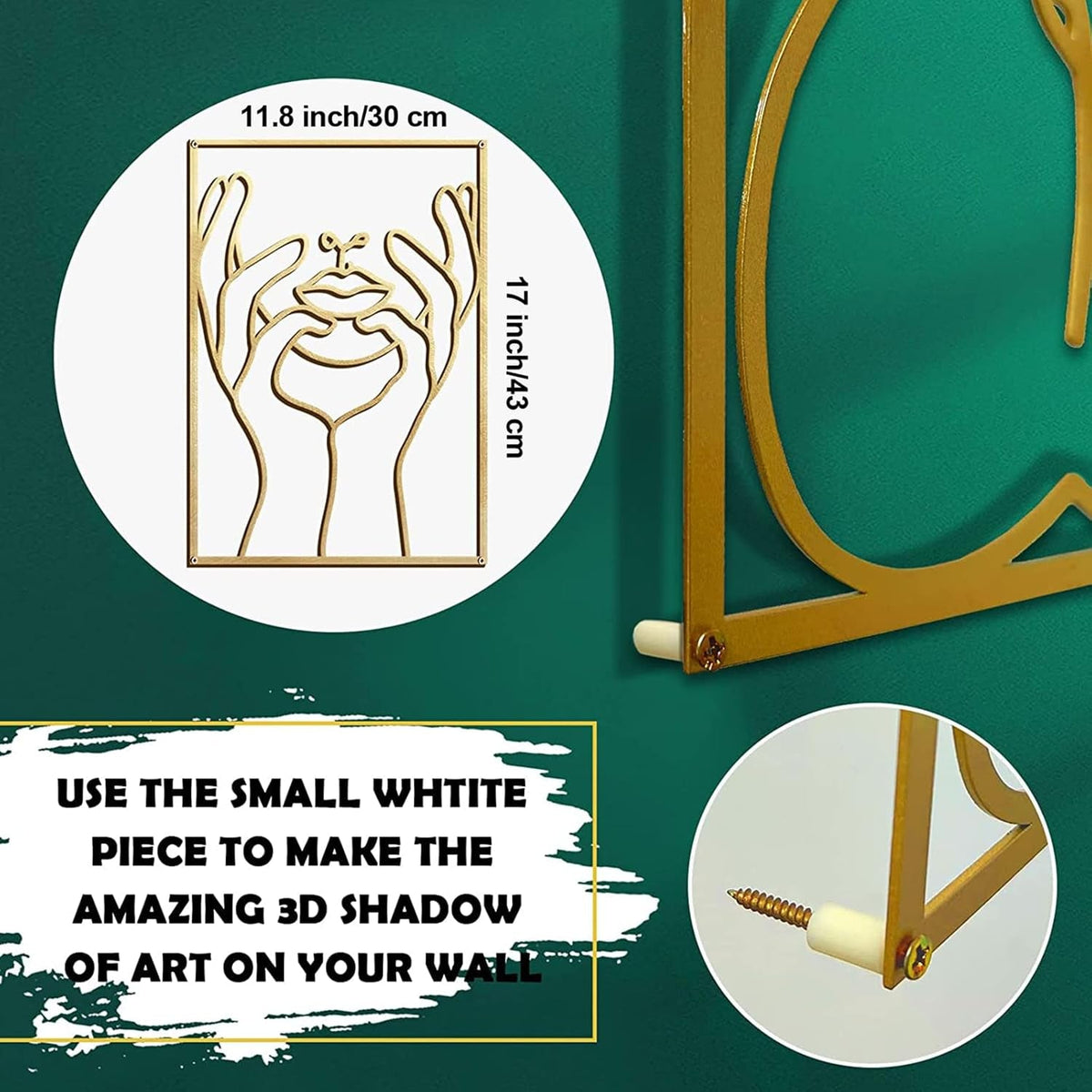 Sculptural Textured Abstract Wall Art 17x11.8 Gold – image 3