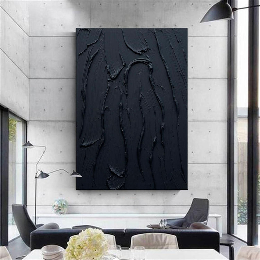 Thick Textured Canvas Wall Art 24x36 Hand-Painted Black – image 6