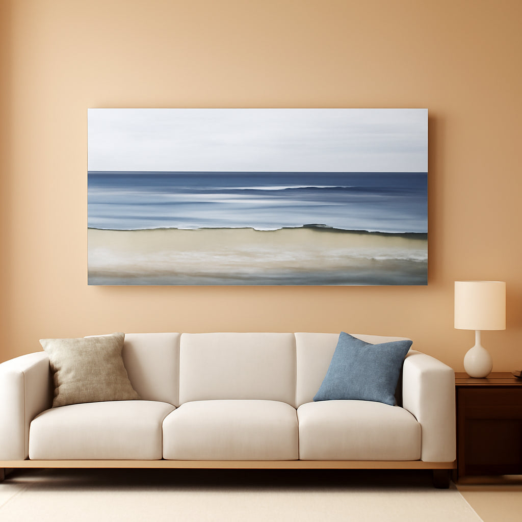 Oceanic Coastal Wall Art 24x48 Gold Cerulean Canvas – main view