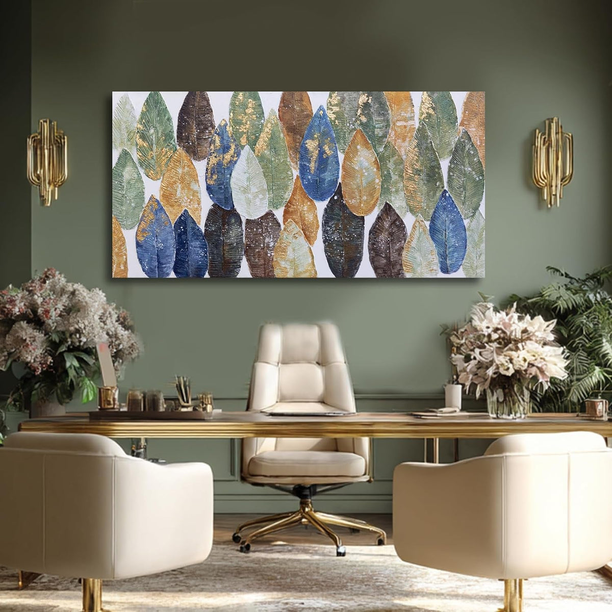 Leaf Botanical Wall Art 24x48 Colorful Canvas for Living Room – image 4