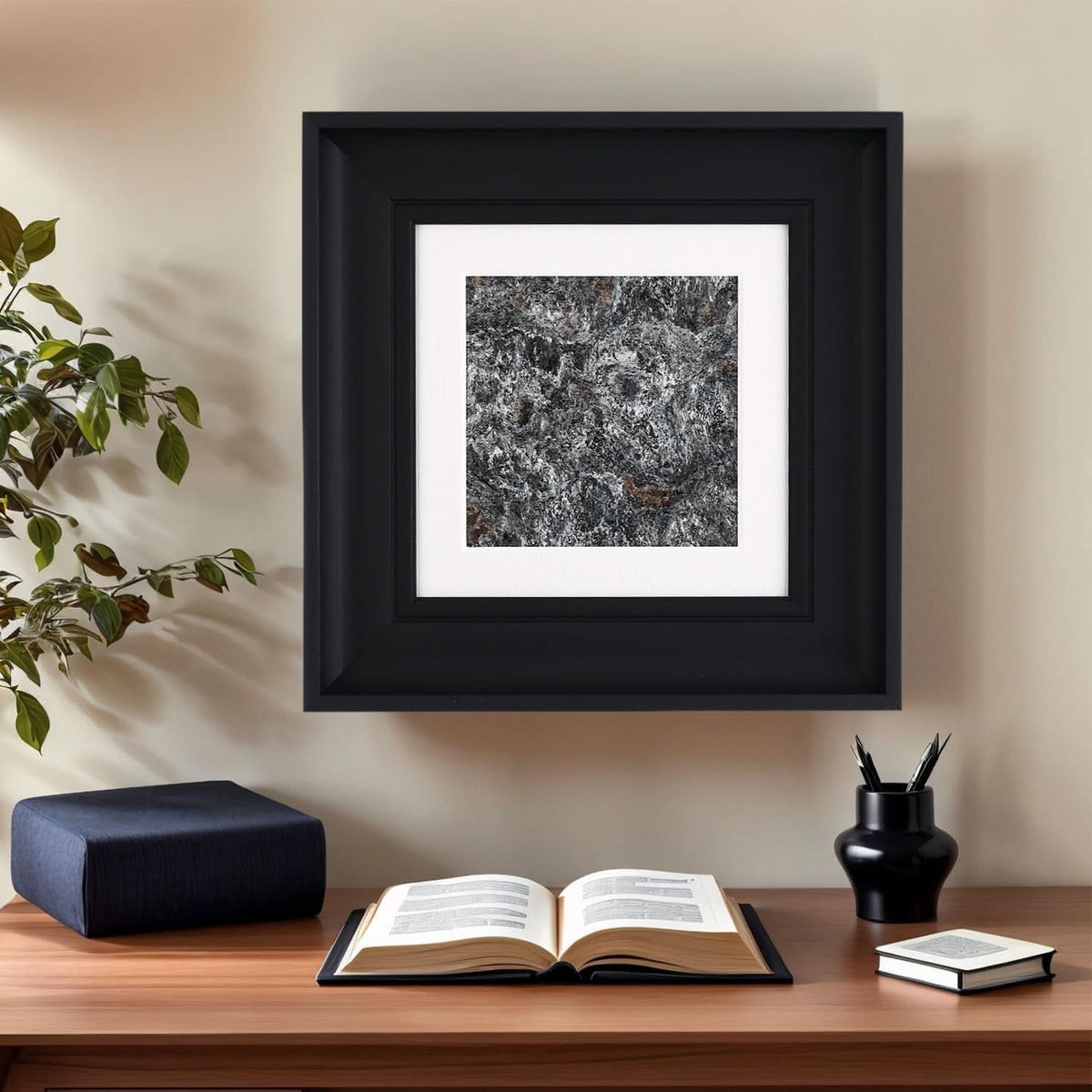 Marble Natural Abstract Wall Art 14x14 Framed for Living Room – image 5
