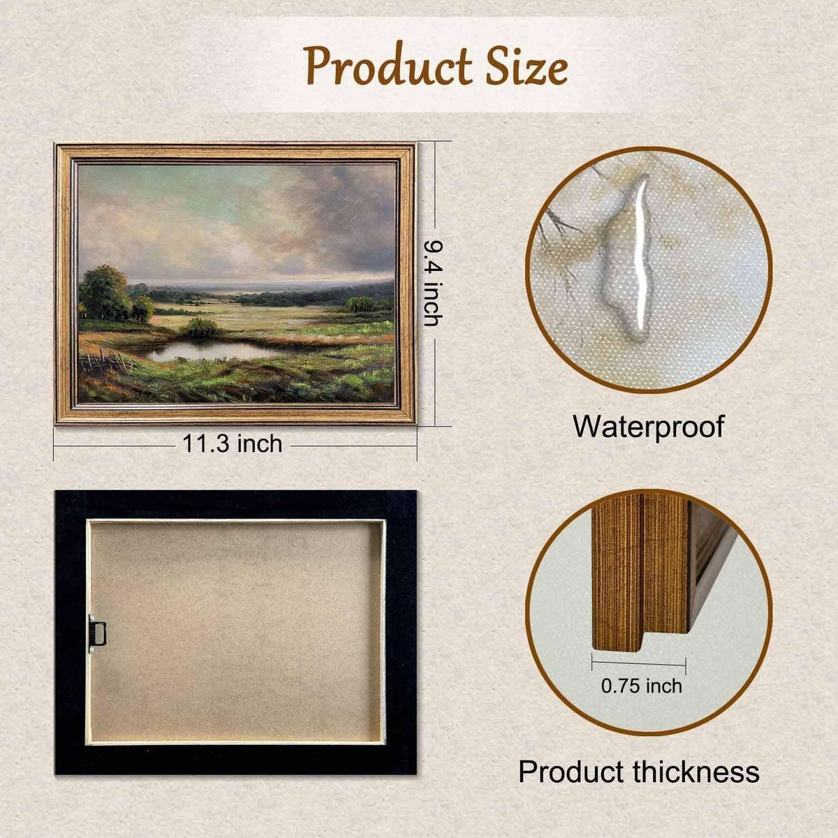 Gilded Antique Landscape Wall Art 8x10 Framed for Living Room – image 2