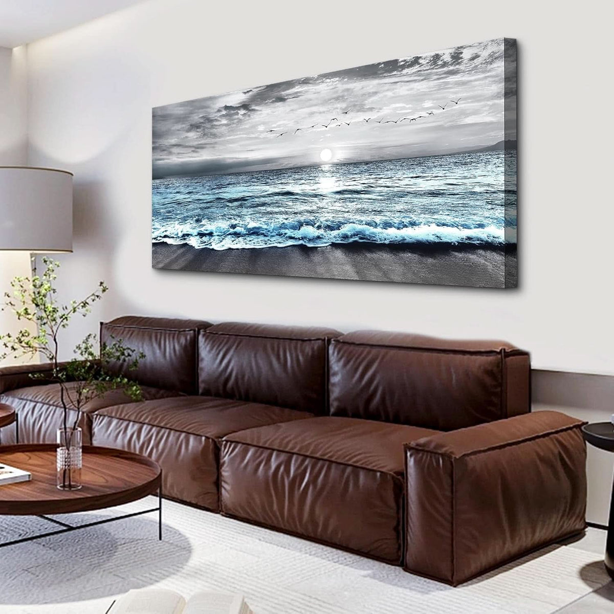 Boho Abstract Wall Art 20x40 Black and White Canvas – image 2
