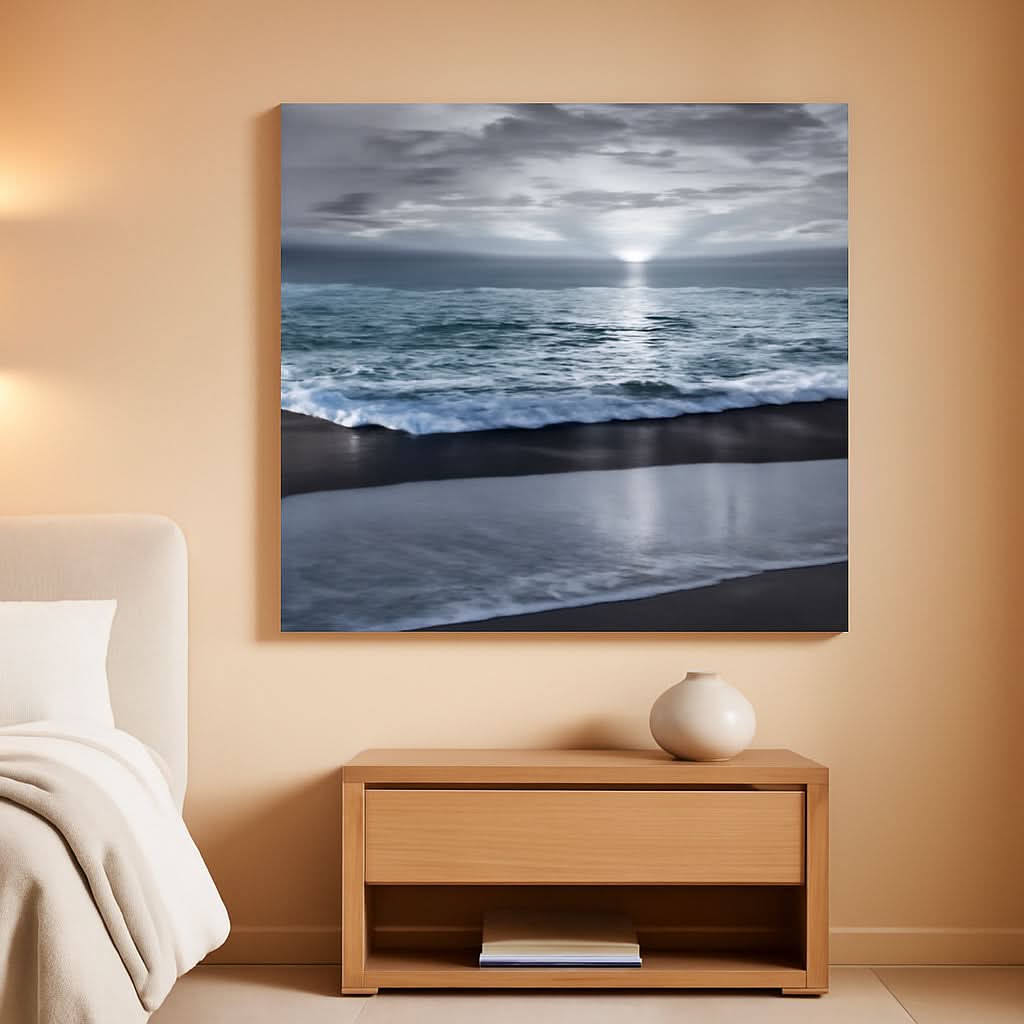 Boho Abstract Wall Art 20x40 Black and White Canvas – main view