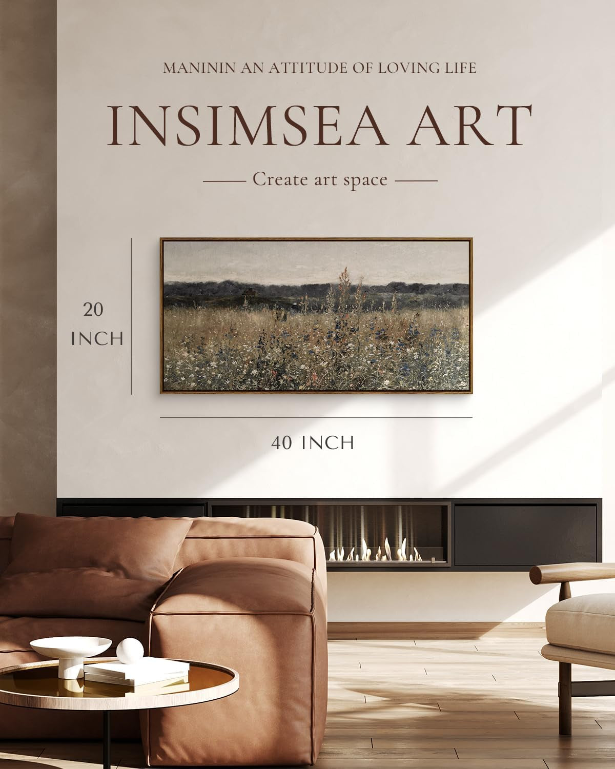Meadow Floral Wall Art 20x40 Framed Canvas for Living Room – image 2