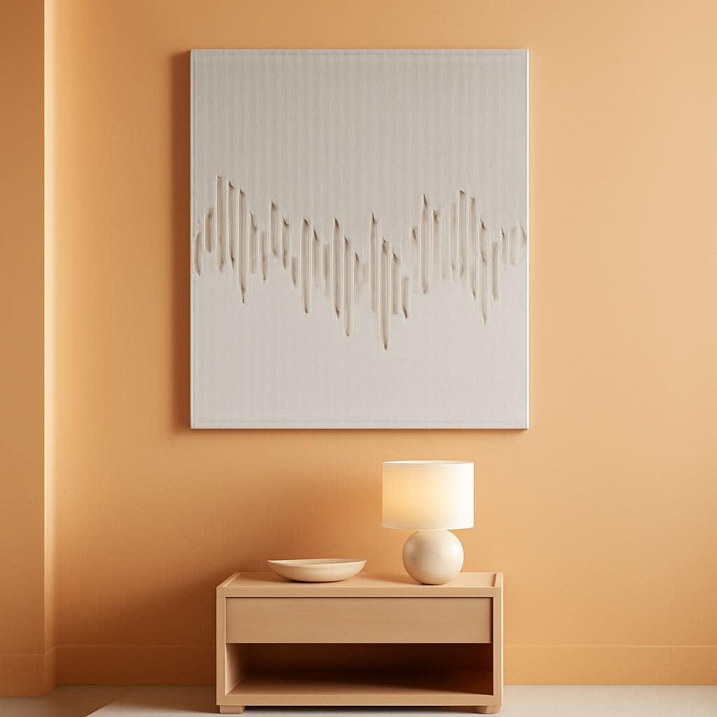 Abstract Wall Art 40x28 Hand-Painted White for Living Room – main view