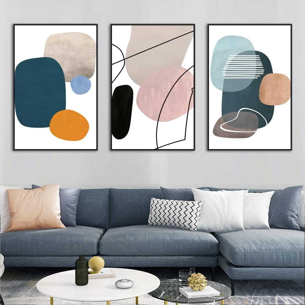 Blocks Modern Wall Art Set of 3 Canvas, 16x24 in for Living Room – image 3