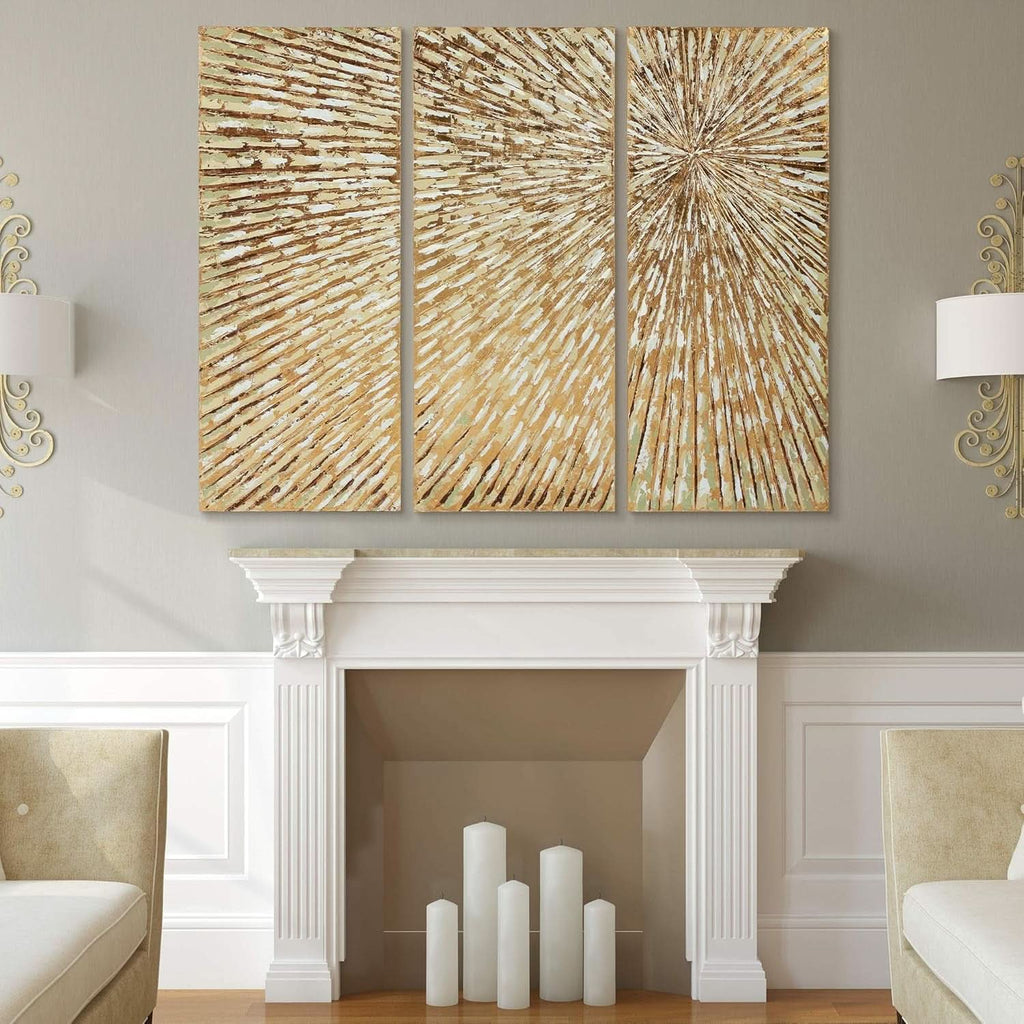 Goldleaf Triptych Textured Gold Wall Art Set of 3 Hand-Painted Canvas – image 5