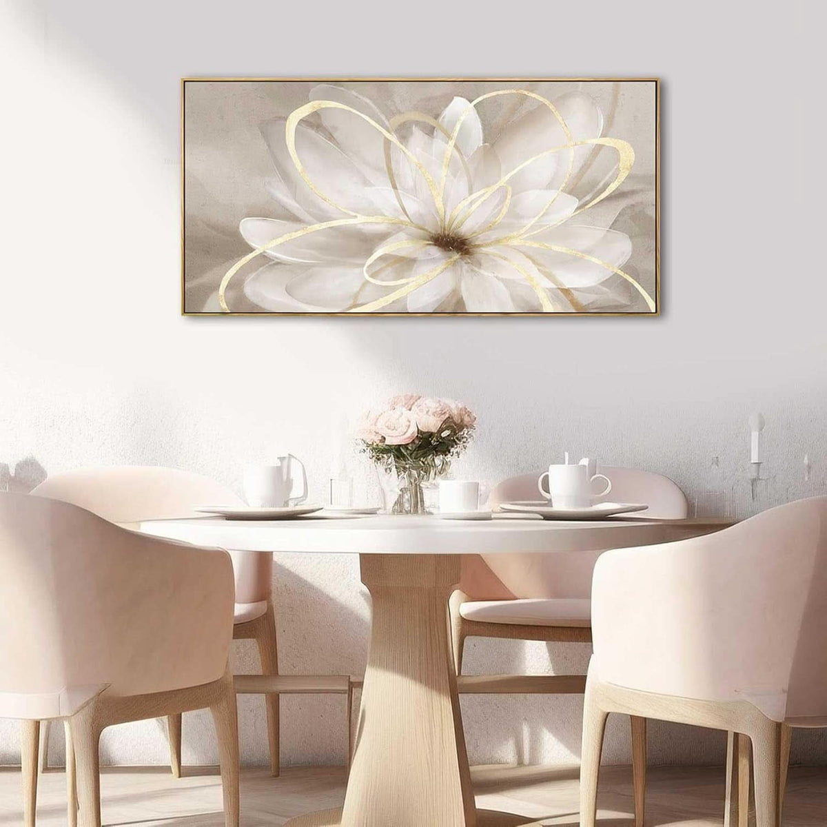 Metallic Abstract Wall Art 20x40 Framed Gold Canvas – image 4
