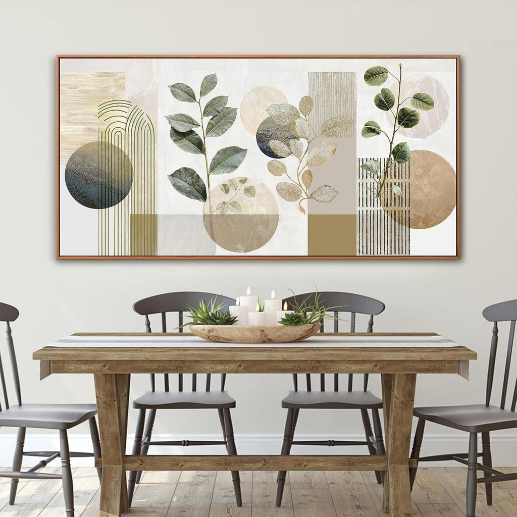 Boho Wall Art 29x58 Hand-Painted Emerald Green for Living Room – image 5