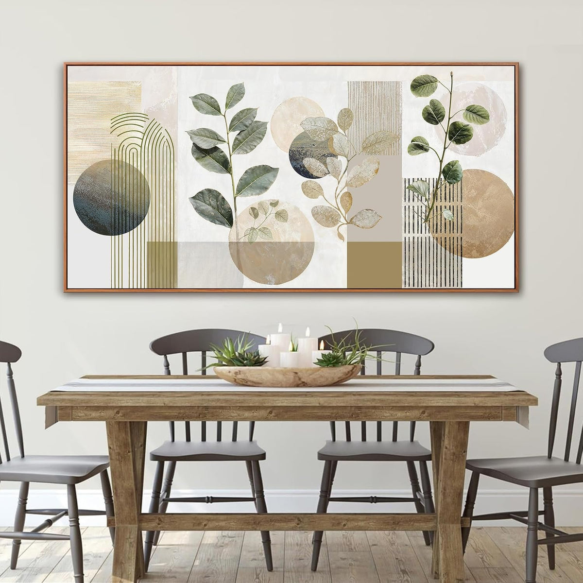 Boho Wall Art 29x58 Hand-Painted Emerald Green for Living Room – image 5