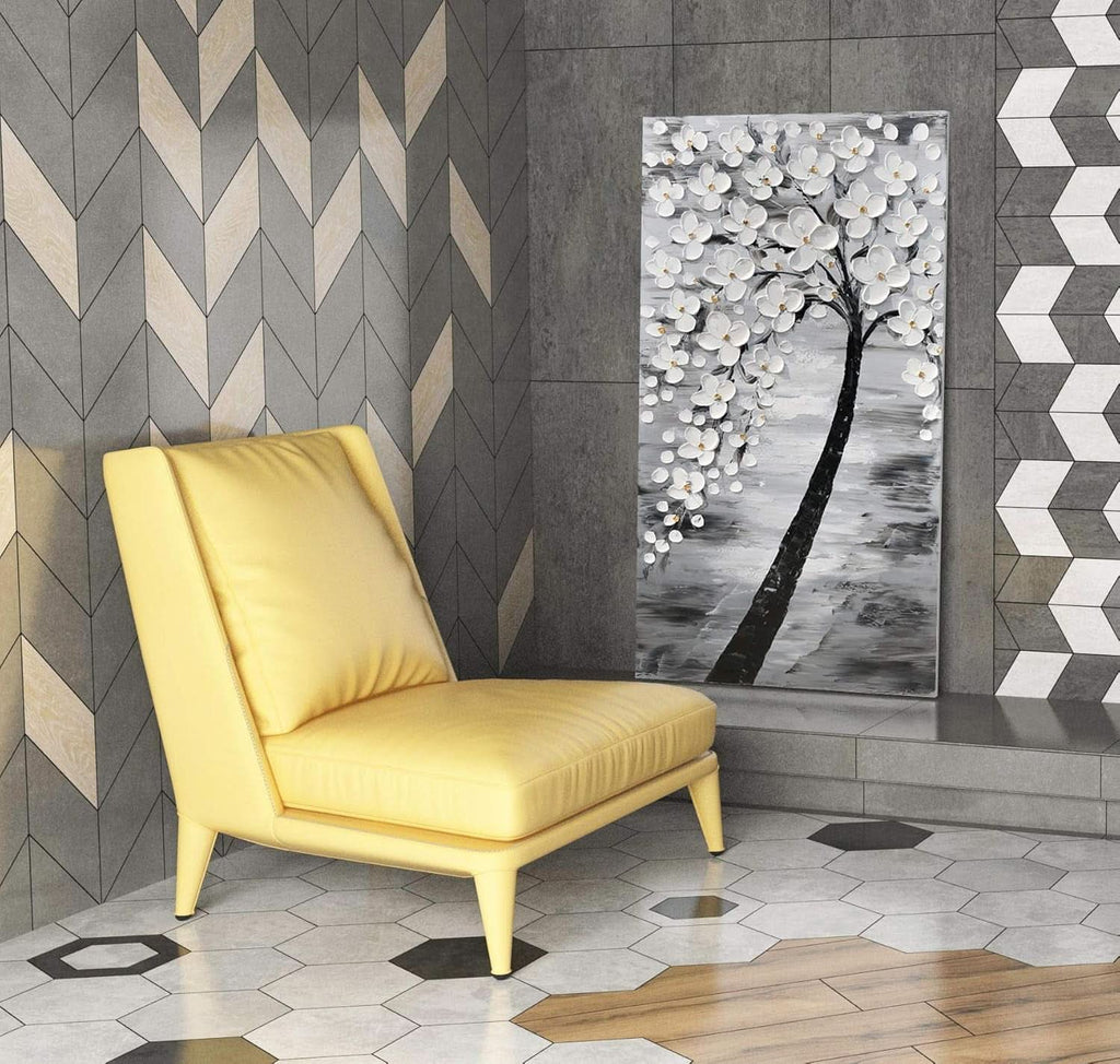 Bright Flower 3D Floral Wall Art Hand-Painted White Canvas – image 8