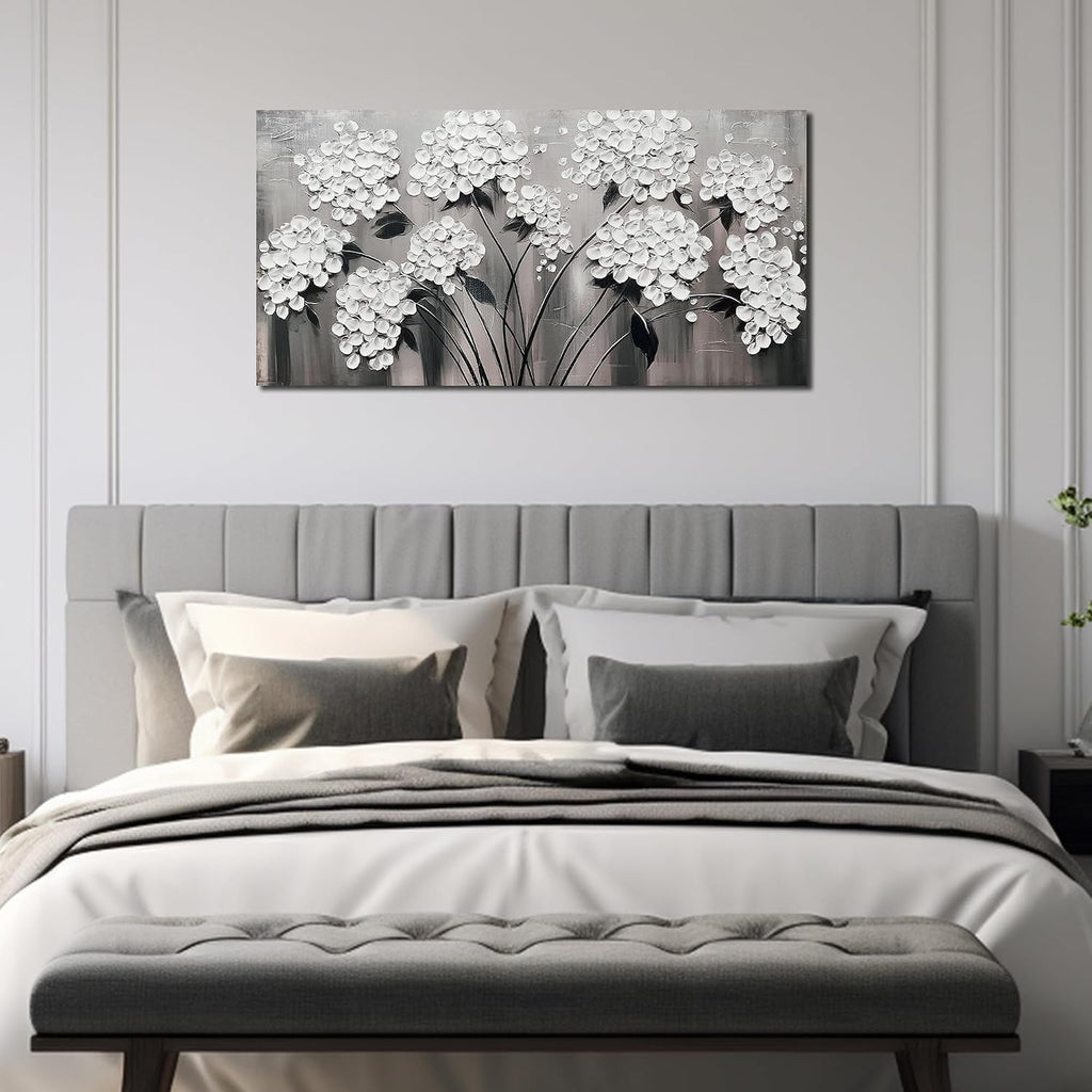 Black and White Floral Wall Art 20x40 Canvas for Living Room – image 4