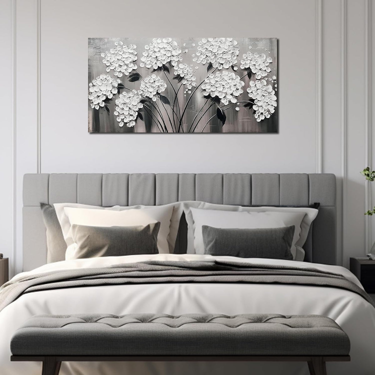 Black and White Floral Wall Art 20x40 Canvas for Living Room – image 4