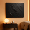 Raised Textured Abstract Wall Art 20x40 Black Canvas – main view