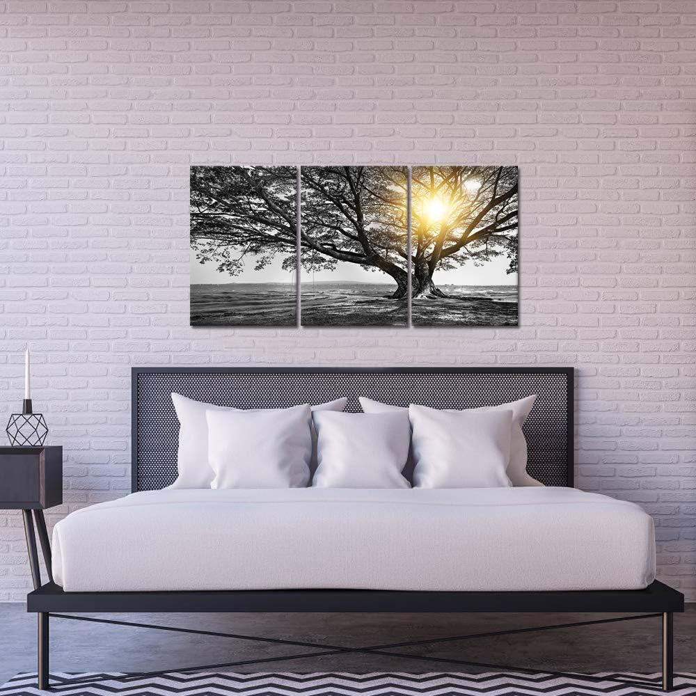 Tree Black and White Landscape Wall Art Set of 3 Framed Canvas – image 3