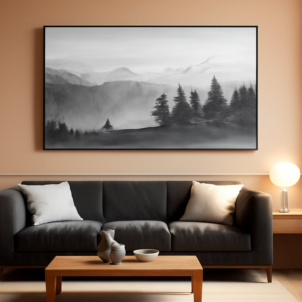 Mountain Graystone Landscape Wall Art 24x48 Canvas – main view