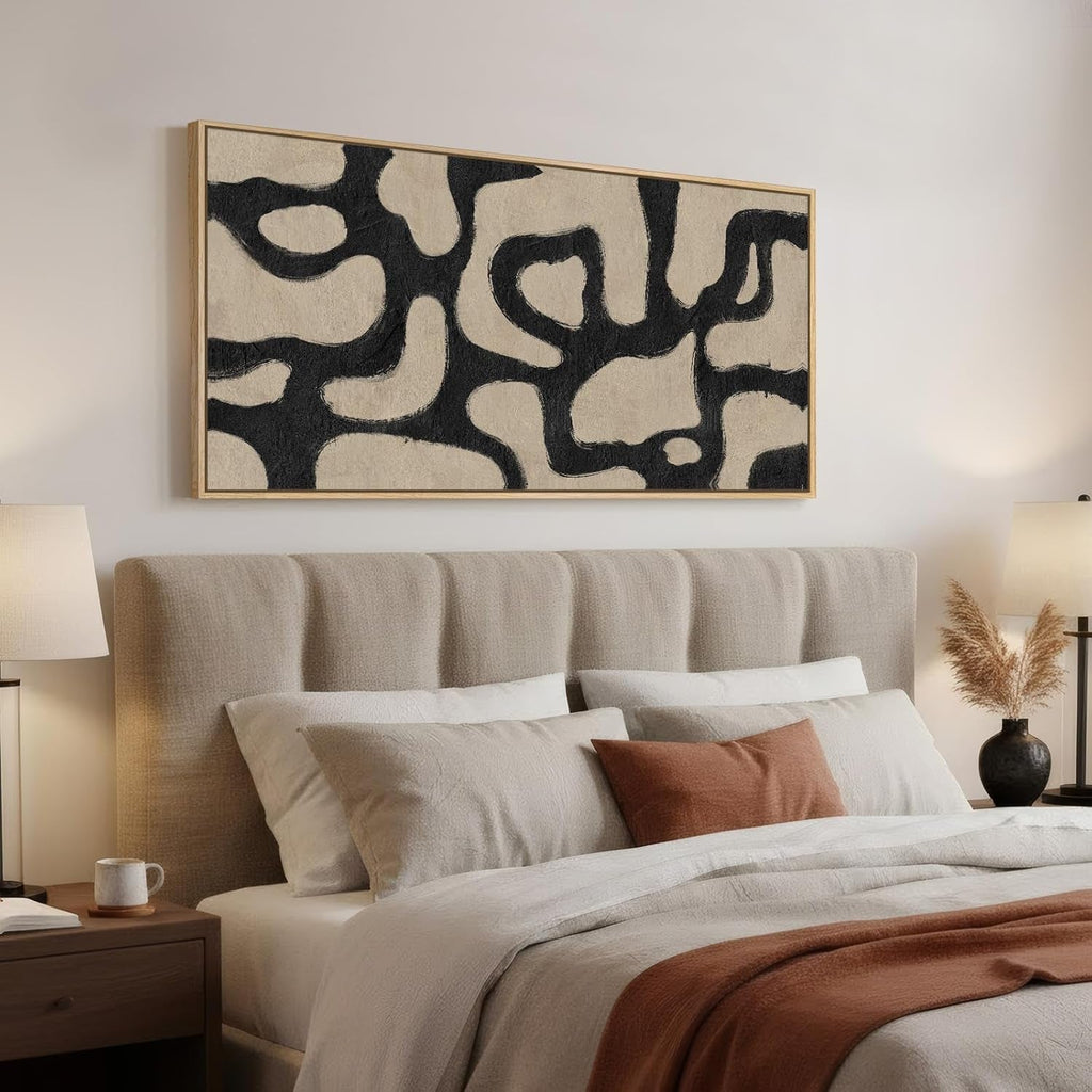 Modernist Abstract Wall Art 30x60 Framed Beige for Living Room – image 2