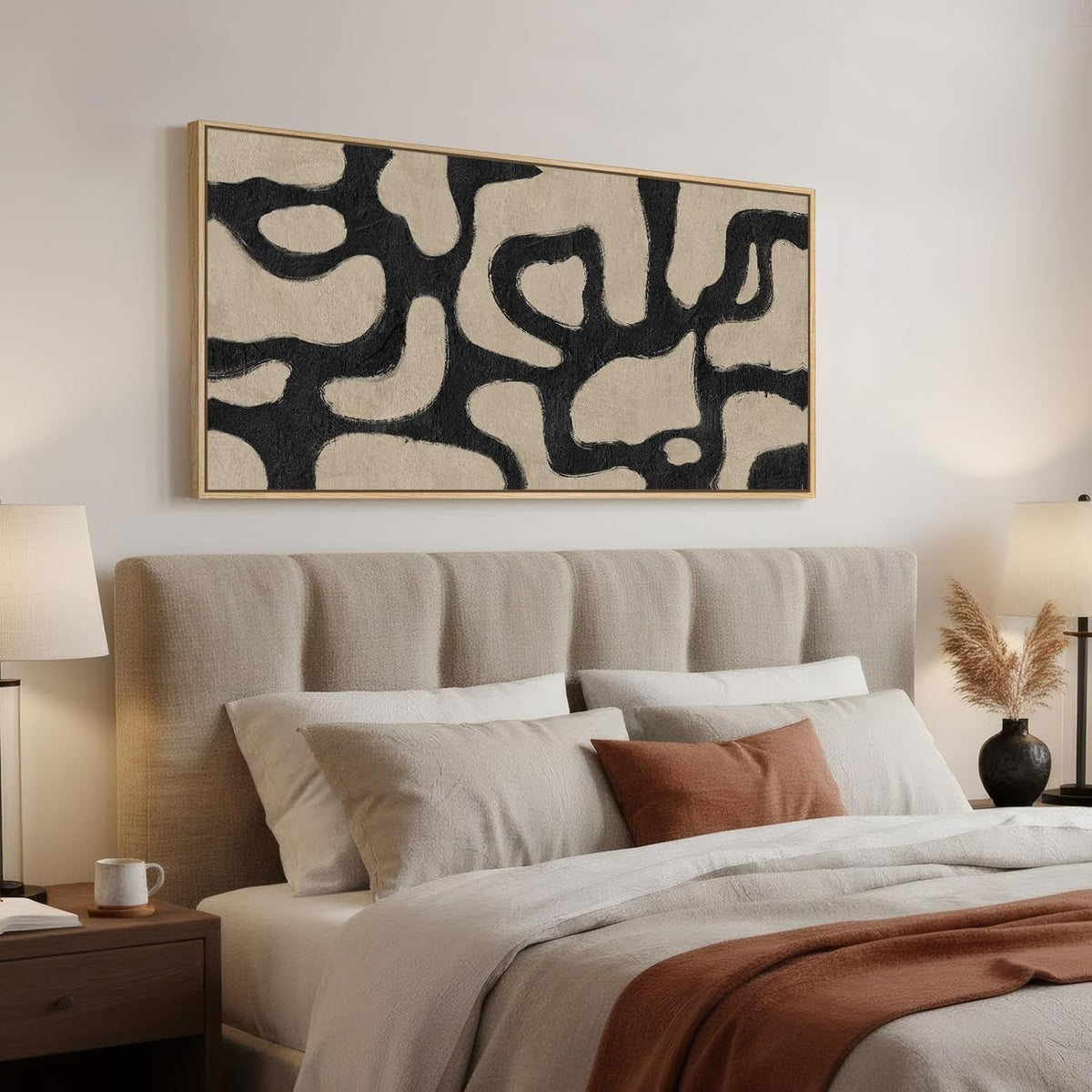 Modernist Abstract Wall Art 30x60 Framed Beige for Living Room – image 2