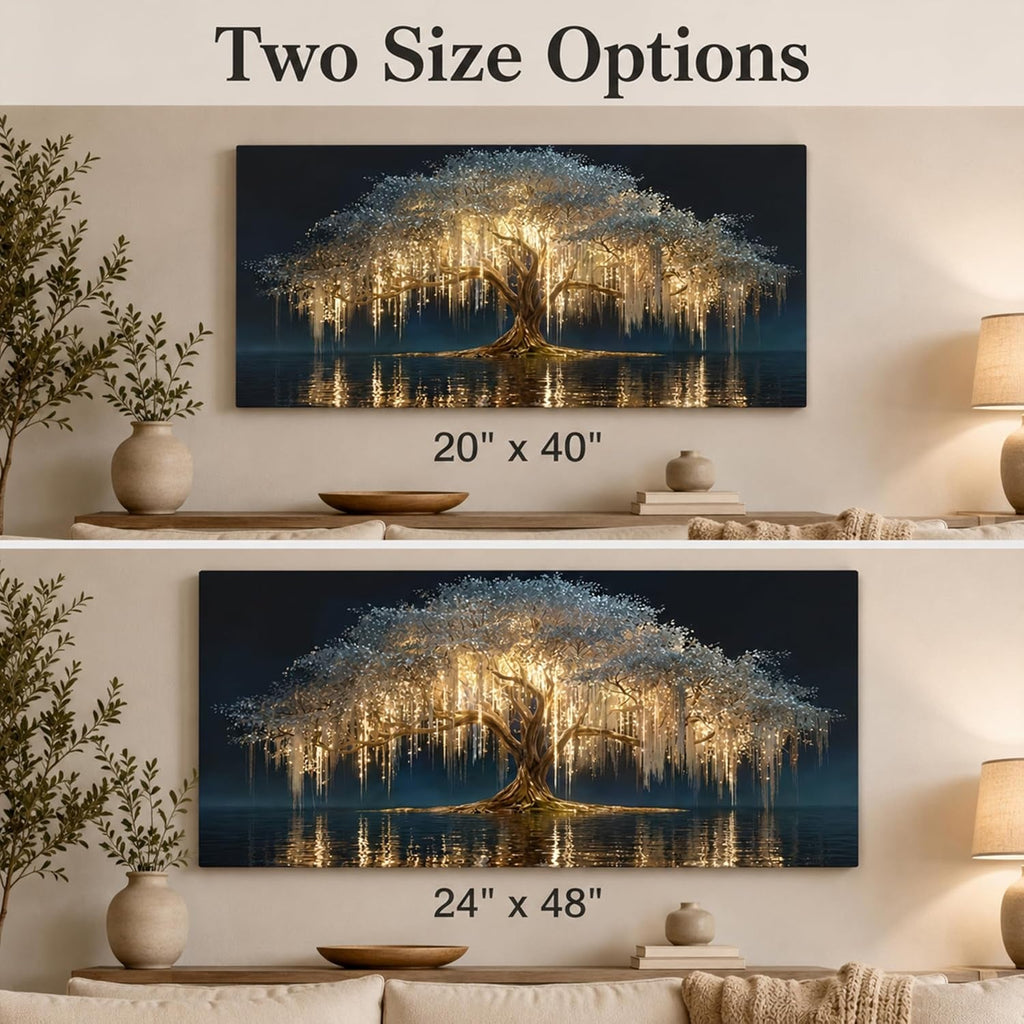 Tree of Life Landscape Wall Art Black Gold Canvas for Living Room – image 4