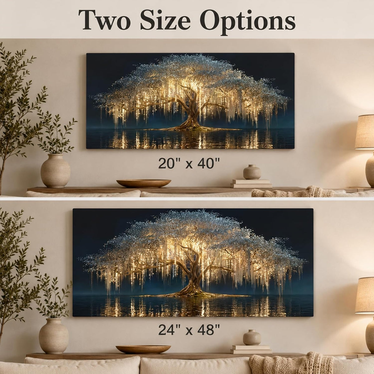 Tree of Life Landscape Wall Art Black Gold Canvas for Living Room – image 4