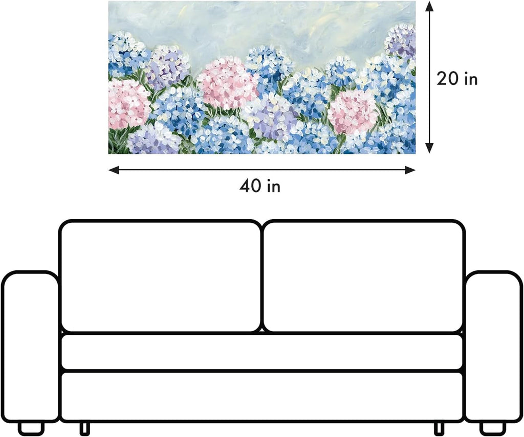 Hydrangea Floral Wall Art 20x40 Blue Pink Canvas for Living Room – image 9