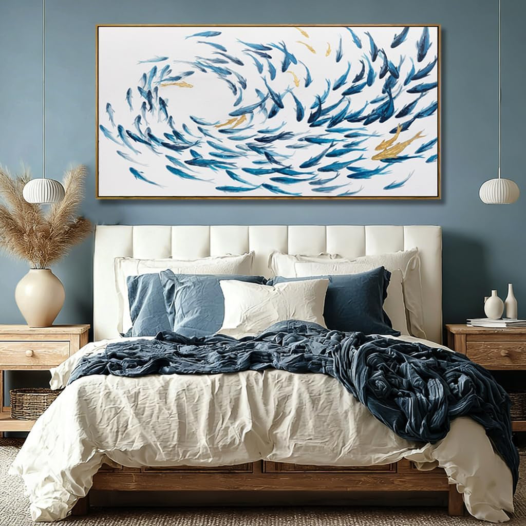 Ocean Coastal Wall Art 29x58 Blue Canvas for Living Room – image 4
