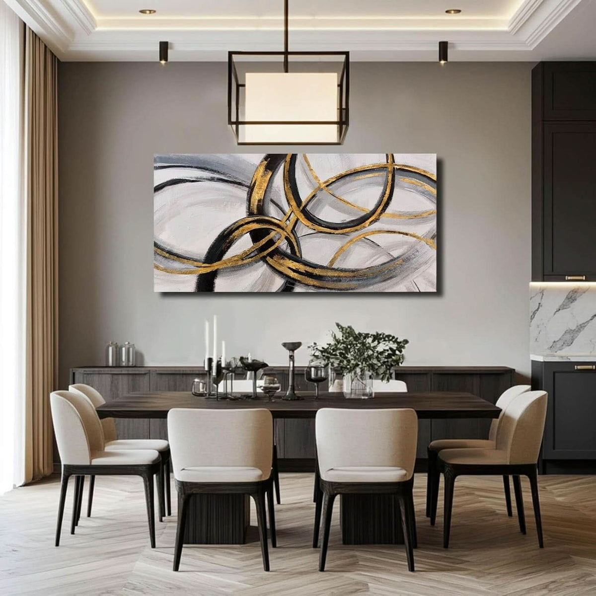 Slate Metallic Abstract Wall Art 24x48 Gray Canvas – image 6