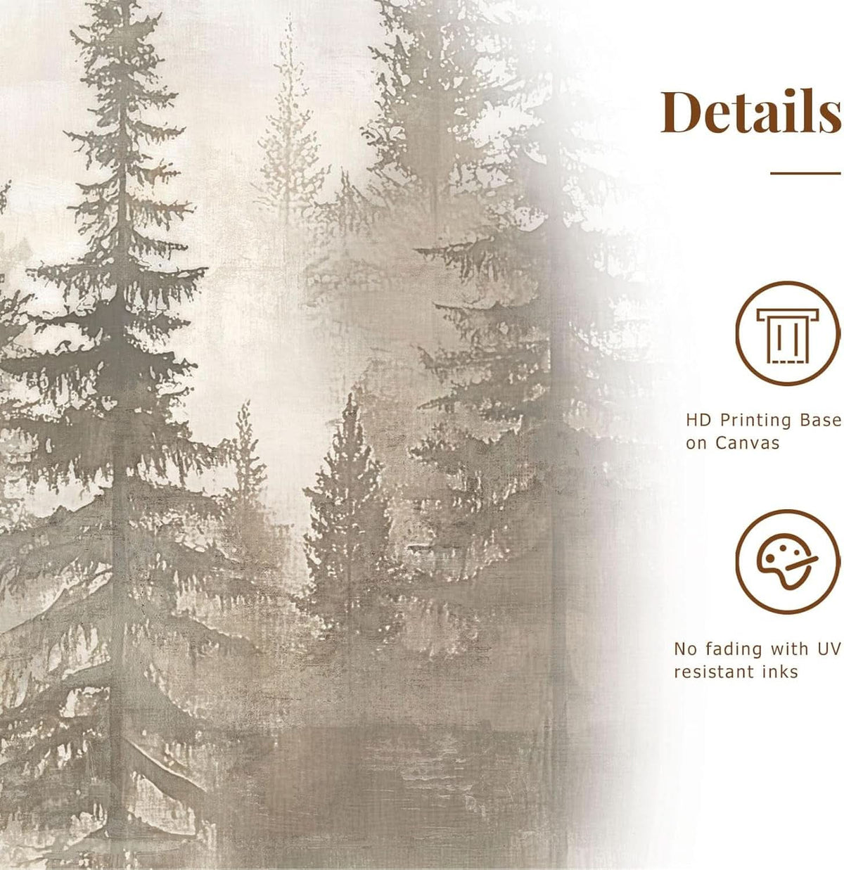 Pine Tree Landscape Wall Art 16x24 Framed Gray Neutral Canvas – image 4