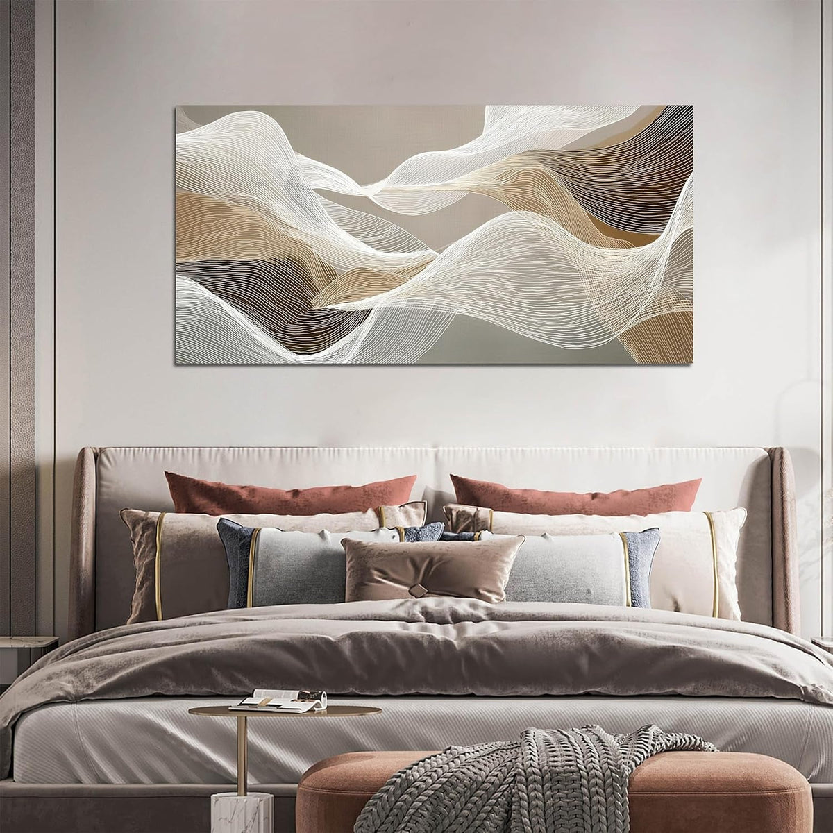 Abstract Wall Art 24x48 Beige Canvas for Living Room – image 2
