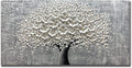 Flower 3D Floral Wall Art 24x48 Hand-Painted White Canvas – main view