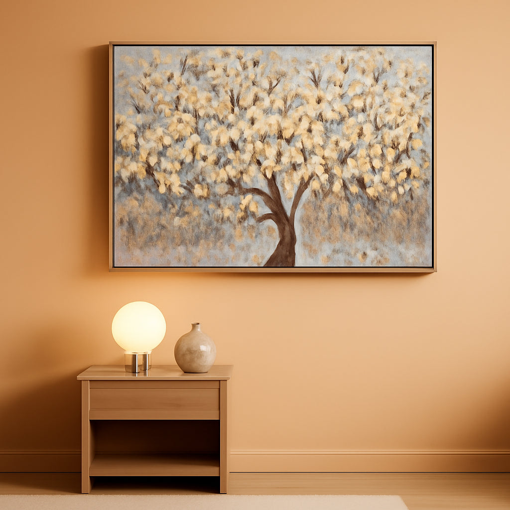 Tree of Life Floral Wall Art 20x40 Neutral Canvas for Living Room – main view