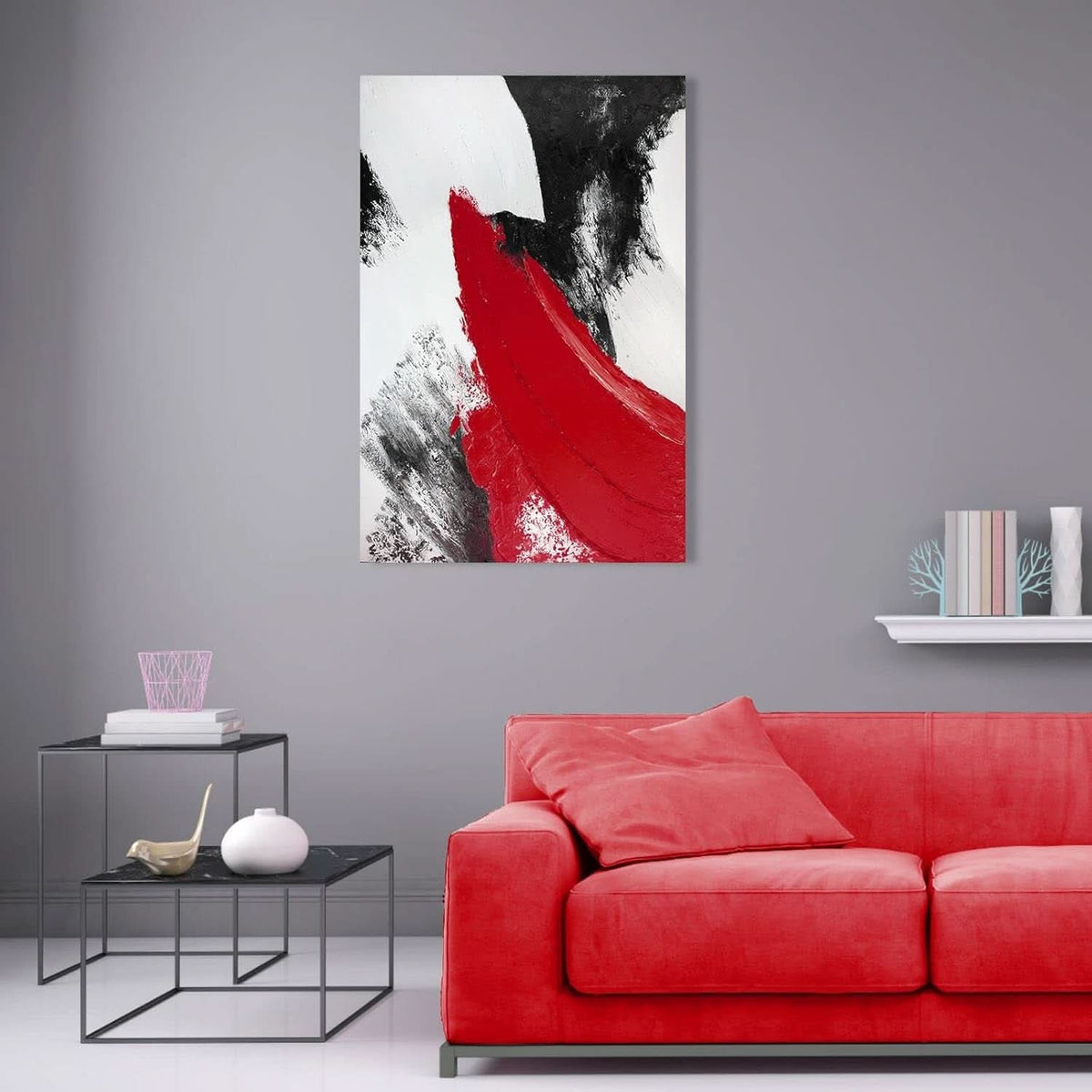 Abstract Wall Art 24x36 Red Canvas for Living Room – image 5