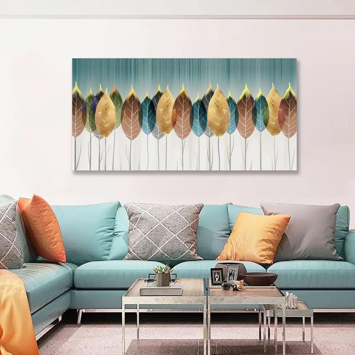Leaves Abstract Botanical Wall Art 20x40 Colorful Canvas – image 5