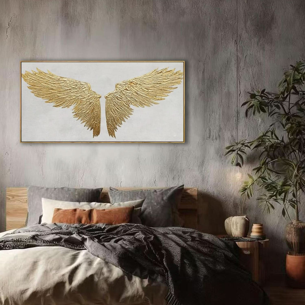 Wallpaper Abstract Wall Art 20x40 Hand-Painted Framed White Gold – image 6