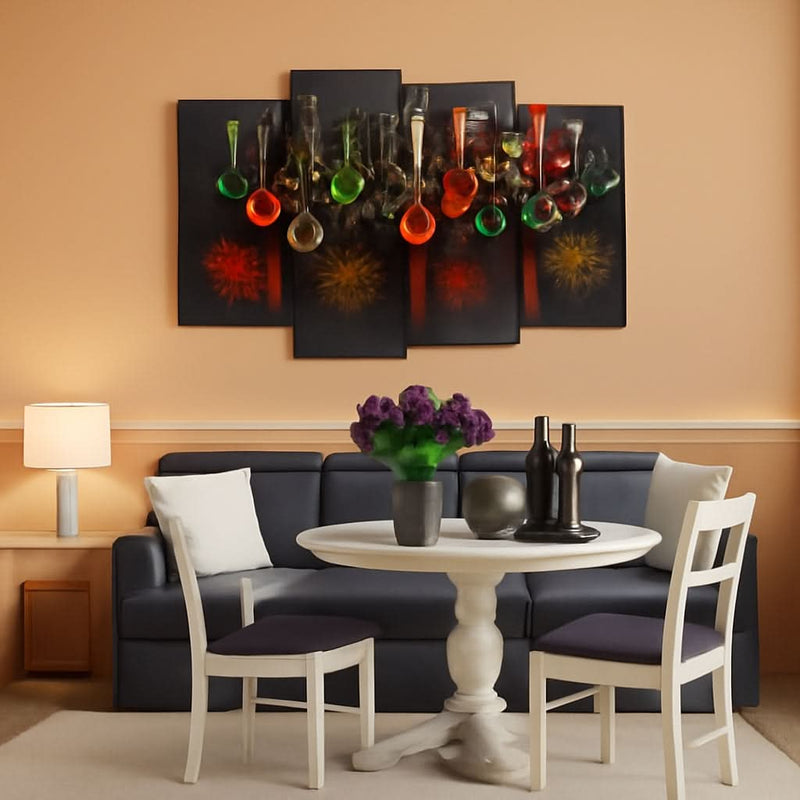 Spice Spoon Kitchen Canvas Wall Art Set of 4 for Living Room – main view