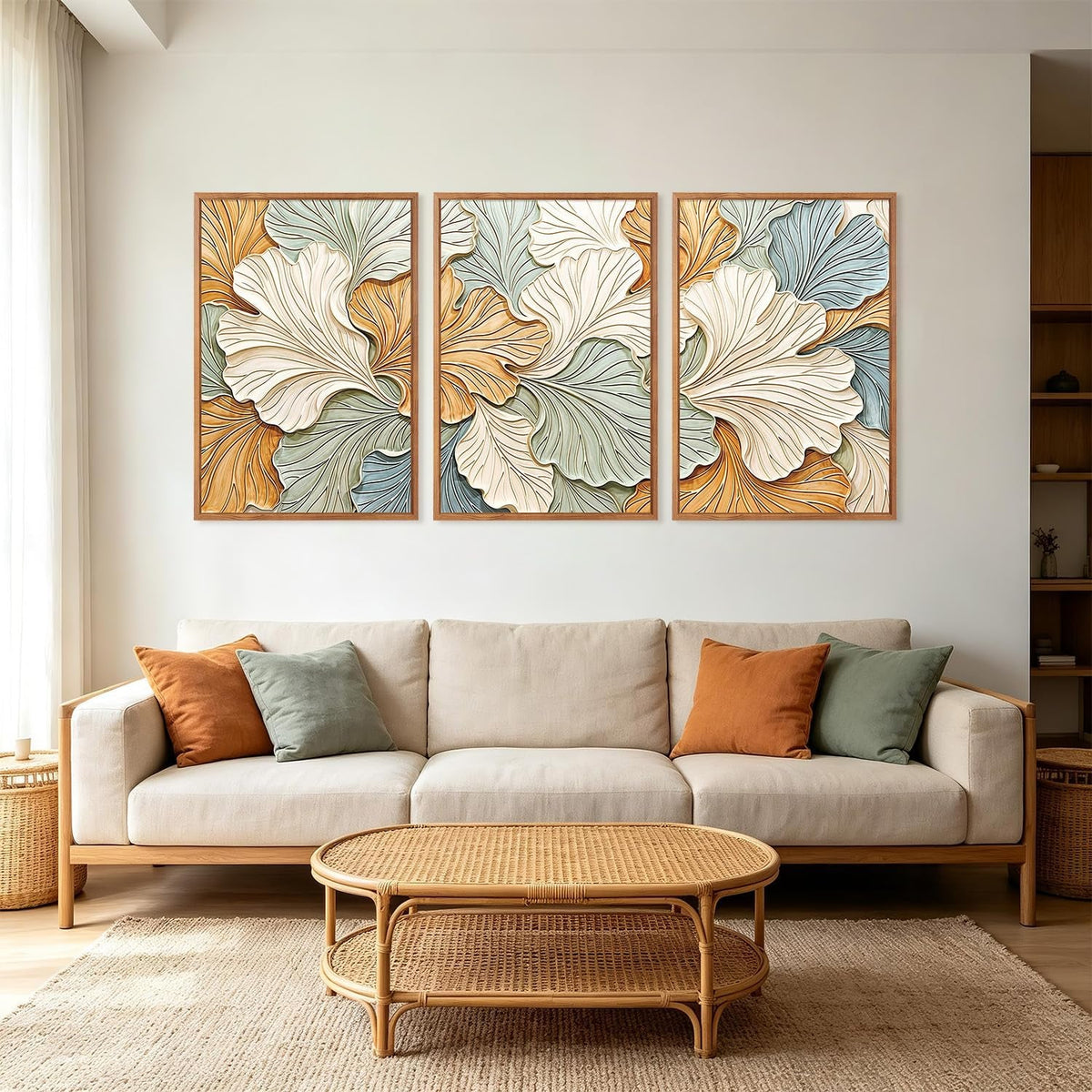 Earth Tone 3D Botanical Wall Art Framed Canvas for Living Room – image 2