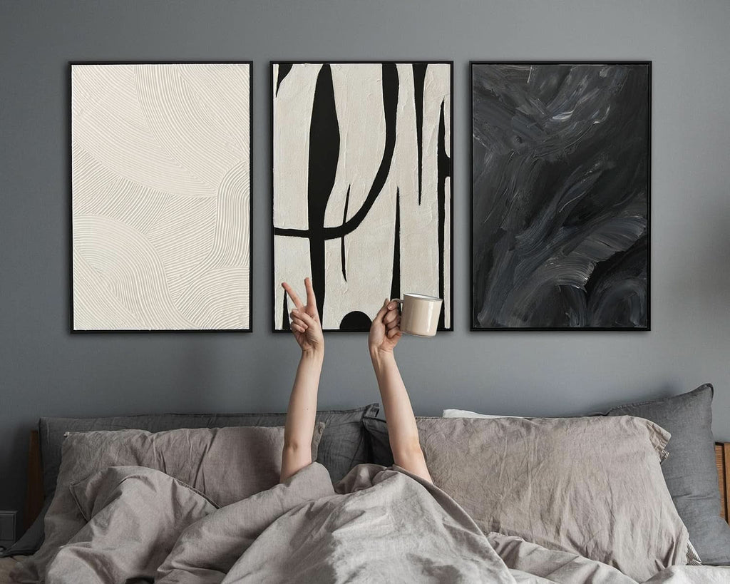 Textured Abstract Wall Art Set of 3 Framed, 24x36 in – image 5