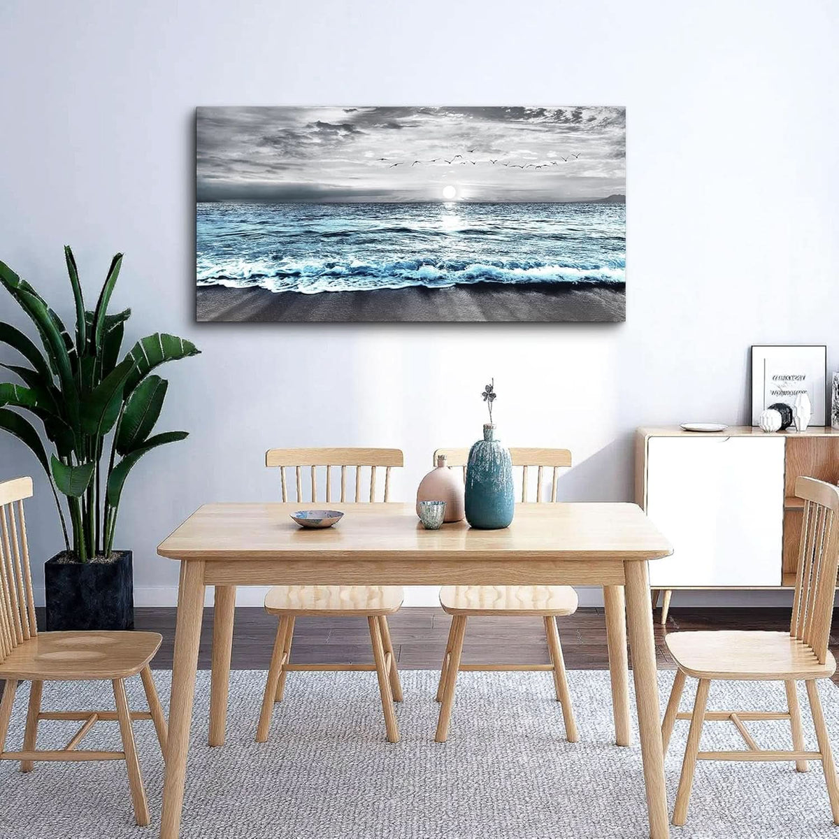 Boho Abstract Wall Art 20x40 Black and White Canvas – image 3