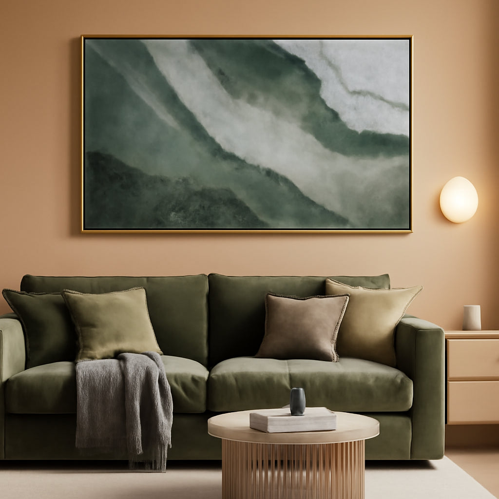 Textured Landscape Wall Art 24x48 Hand-Painted Framed Canvas – main view
