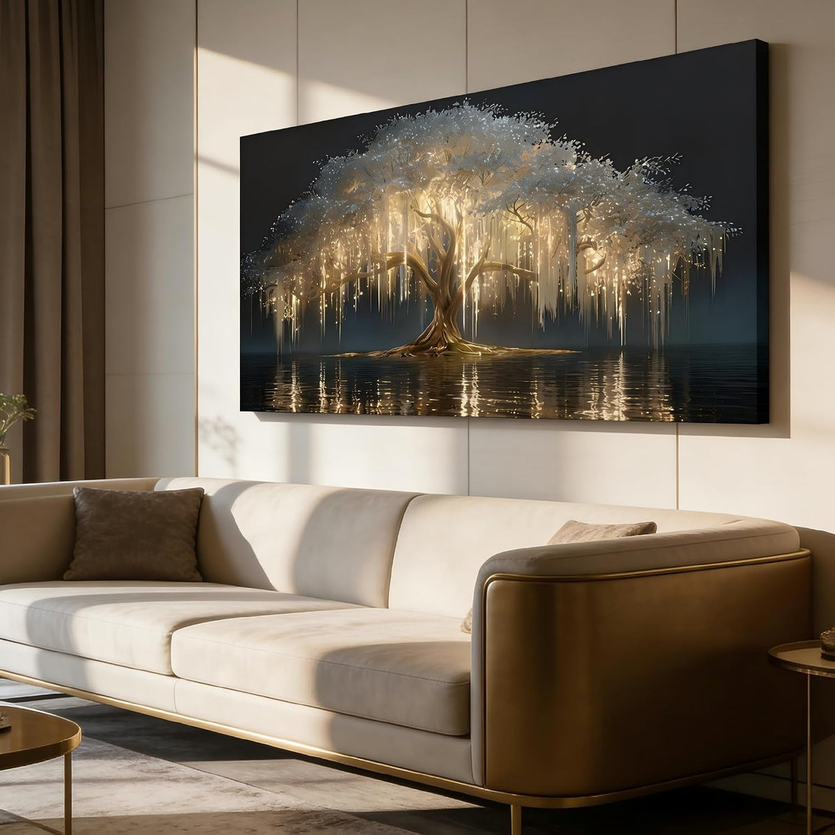 Tree of Life Landscape Wall Art Black Gold Canvas for Living Room – image 7