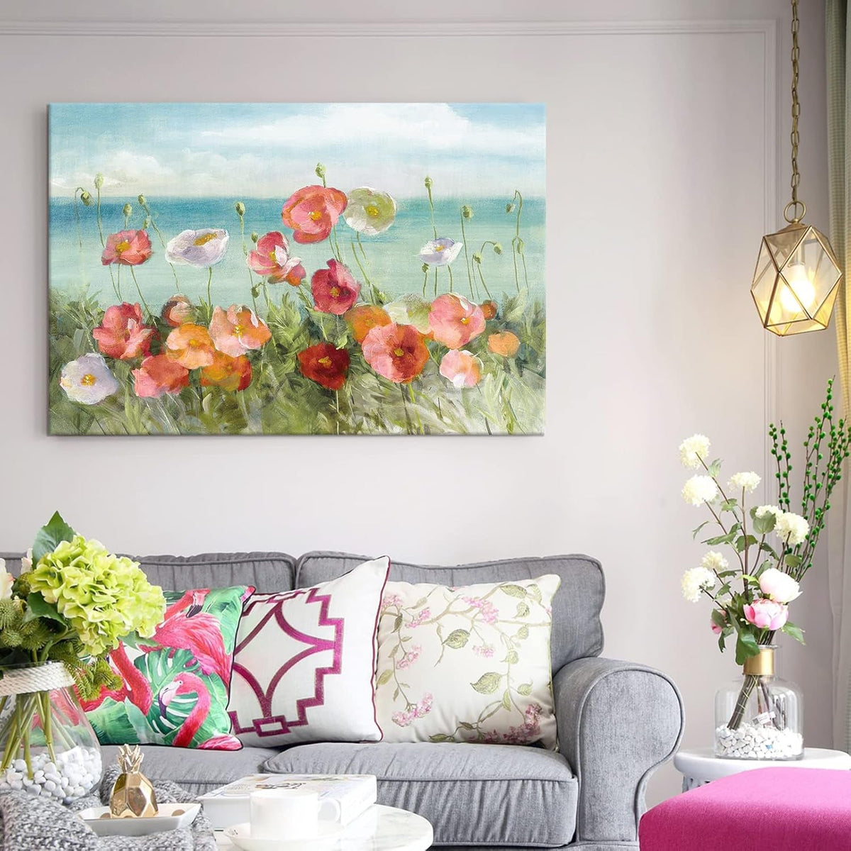 Poppies Floral Wall Art 36x24 Colorful Canvas for Living Room – image 2