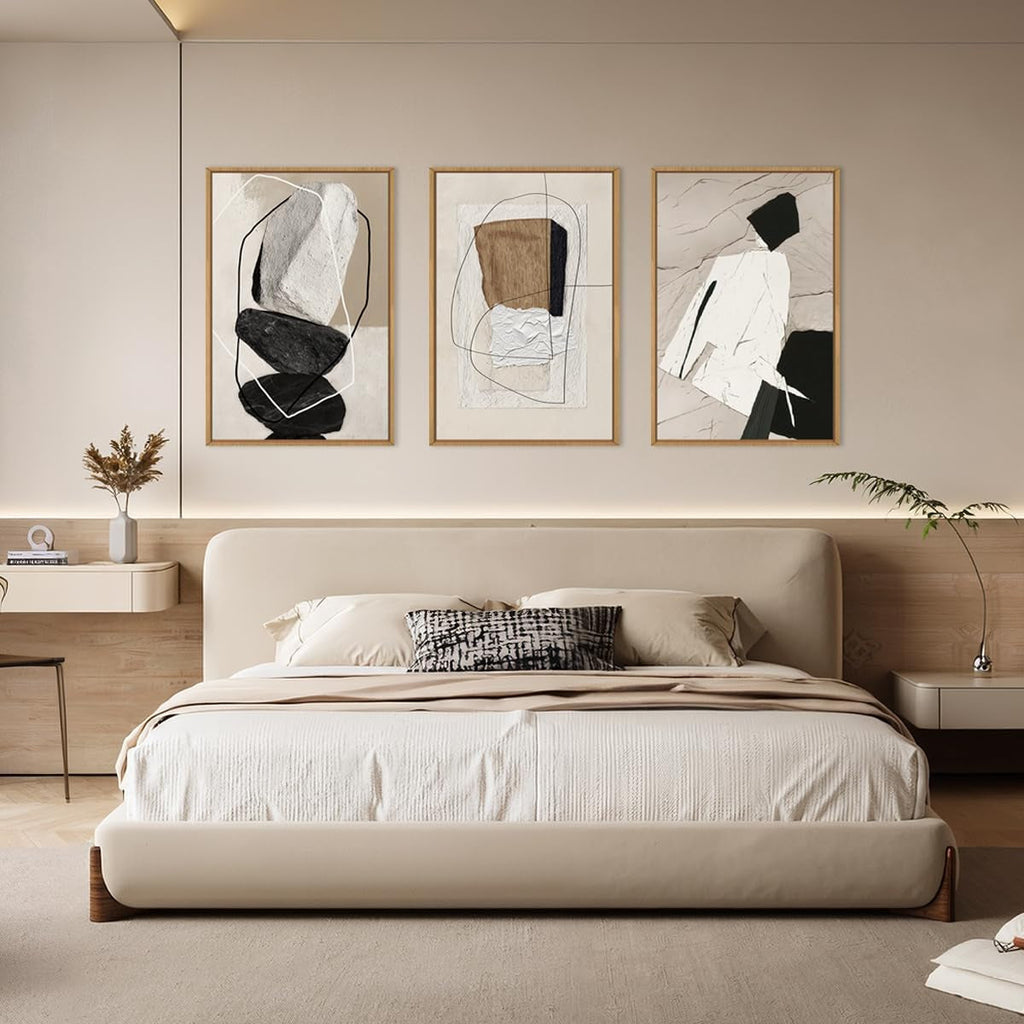 Abstract Wall Art Set of 3 Framed Neutral Canvas, 24x36 in – image 6
