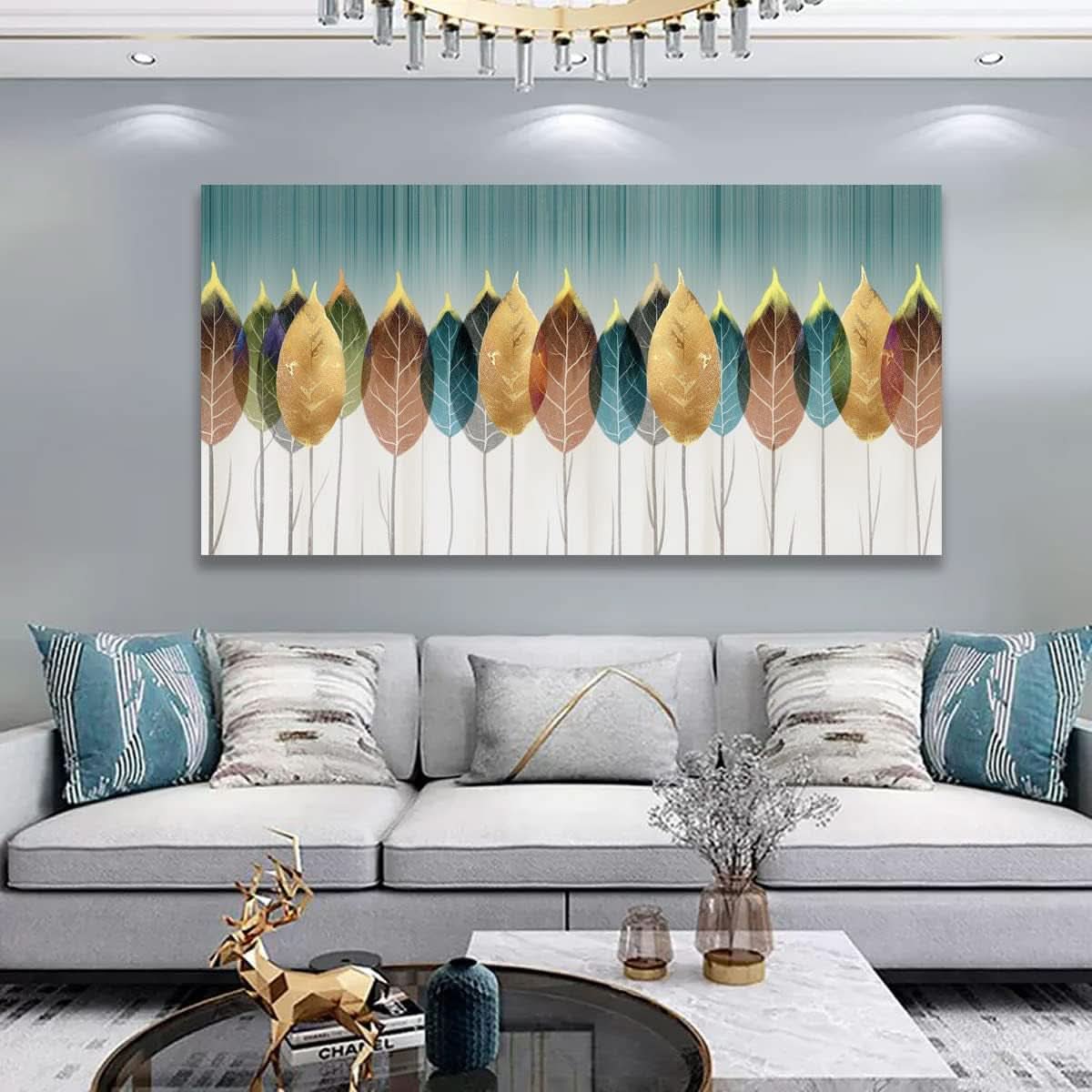 Leaves Abstract Botanical Wall Art 20x40 Colorful Canvas – image 4