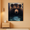 Grizzly Bear Wall Art 24x36 Brown Canvas for Living Room – main view