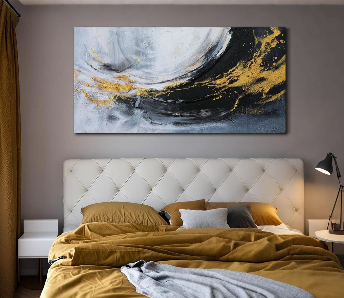 Black and White Abstract Wall Art 40x20 Canvas for Living Room – image 3