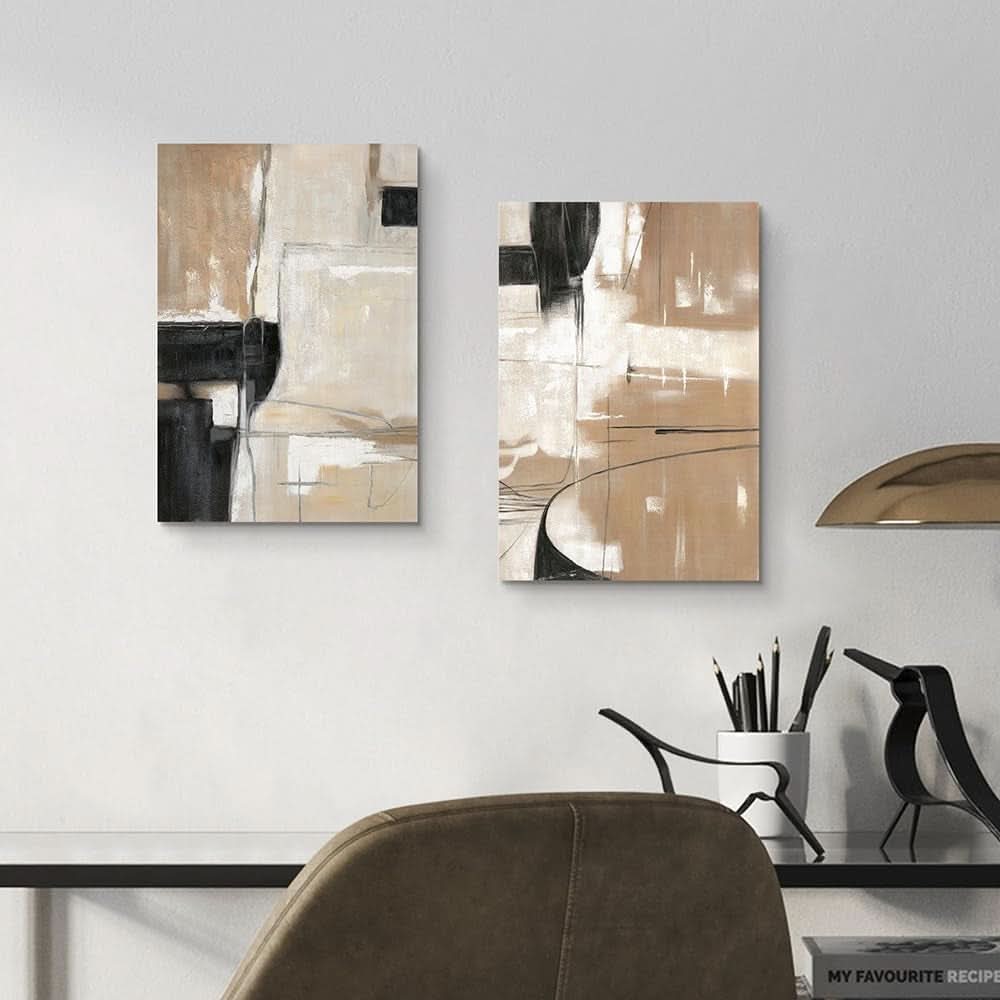 Geometric Mahogany Abstract Wall Art 16x11 Canvas for Living Room – image 3