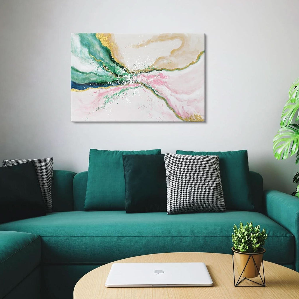 Emerald-Green Abstract Wall Art 36x24 Hand-Painted Green Canvas – image 7