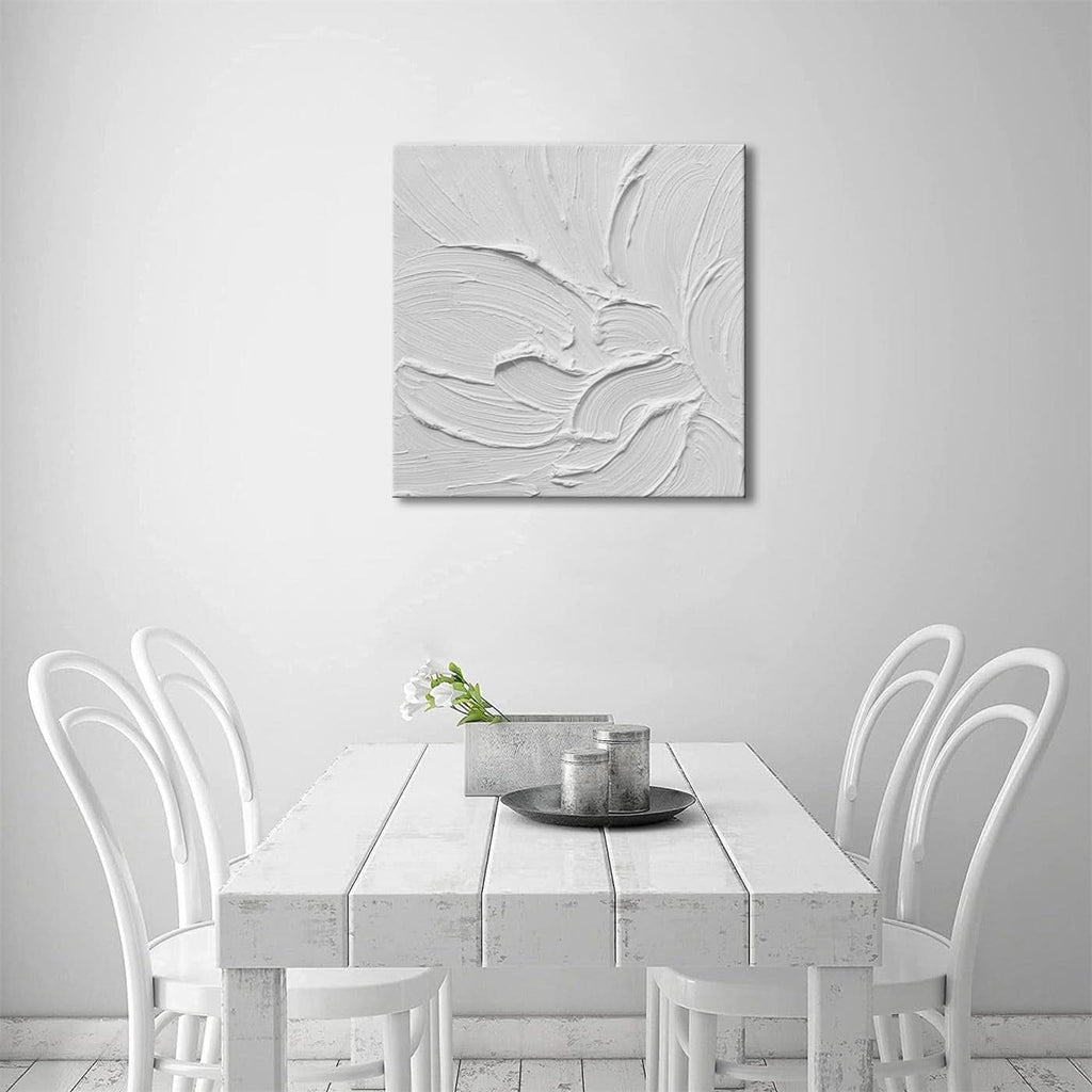 Textured Canvas Wall Art 20x20 Hand-Painted White for Living Room – image 7