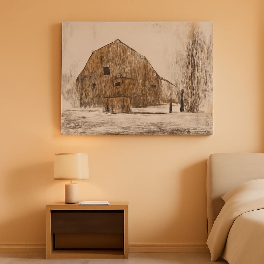 Farmhouse Rustic Canvas Wall Art 36x48 Hand-Painted – main view